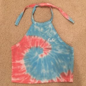 LA Hearts Tie Dye Babe Halter Top
